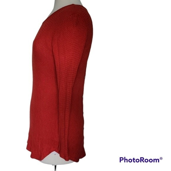 NWT Lana Button Back Rust Waffle Knit Top - Picture 6 of 11